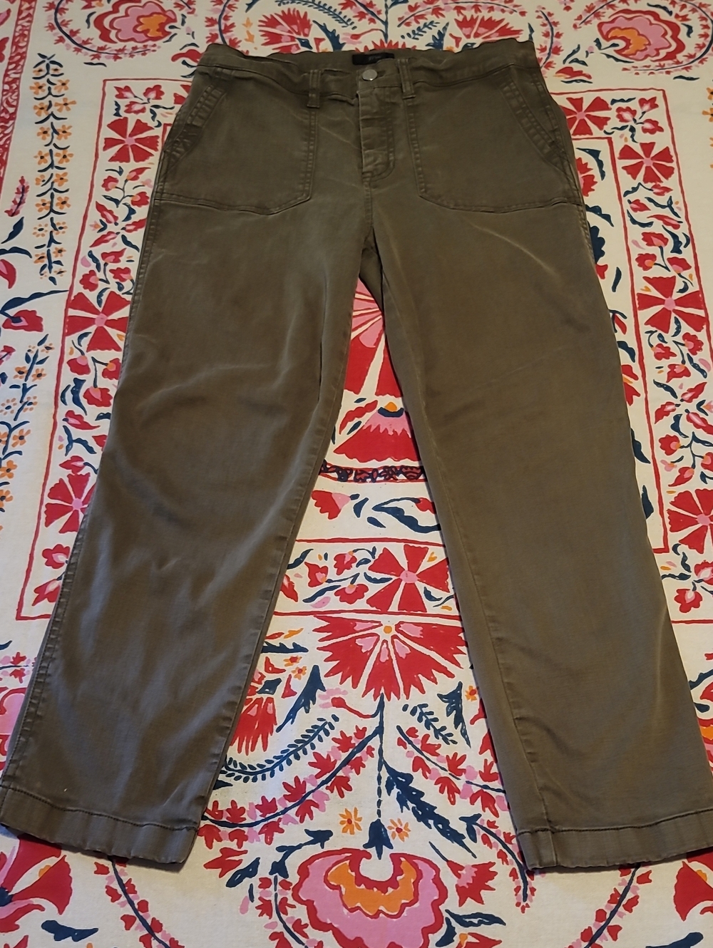 J. Crew Womens Vintage Stright Utility Cargo Olive Chinos